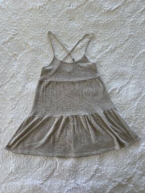Grey Racerback Tiered Flowwy Mini Dress | Size S 96% cotton